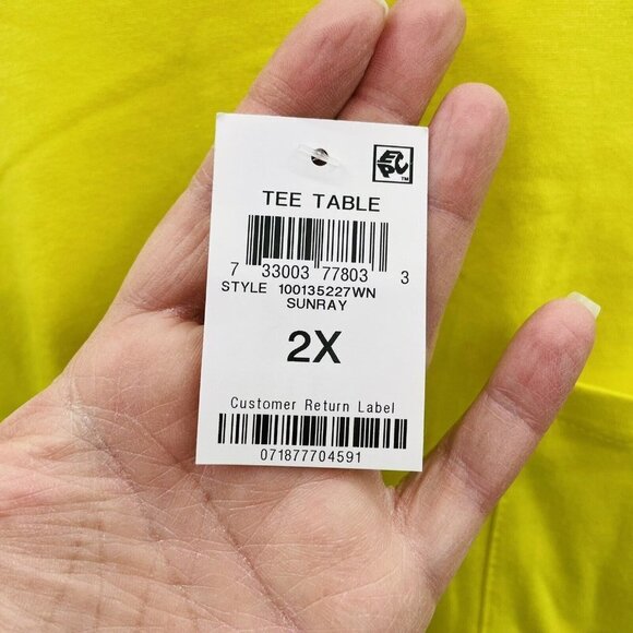 Style & Co Womens Plus Size 2X Short Sleeve Crew Neck T-Shirt Sunray Yellow 1368 - Picture 6 of 7